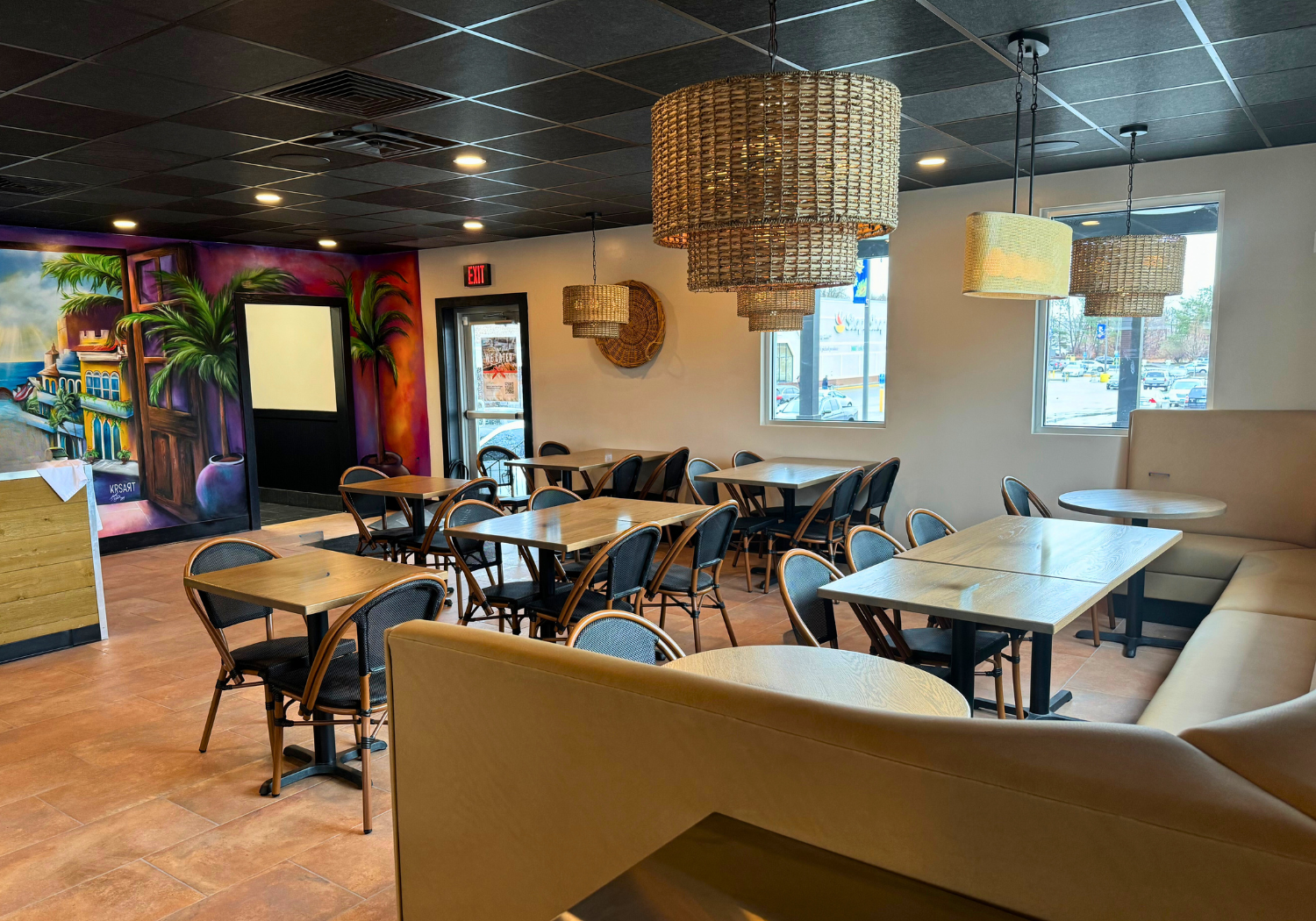 Quick-serve restaurant designed by HB Stevens featuring functional layout, efficient customer flow, and modern seating