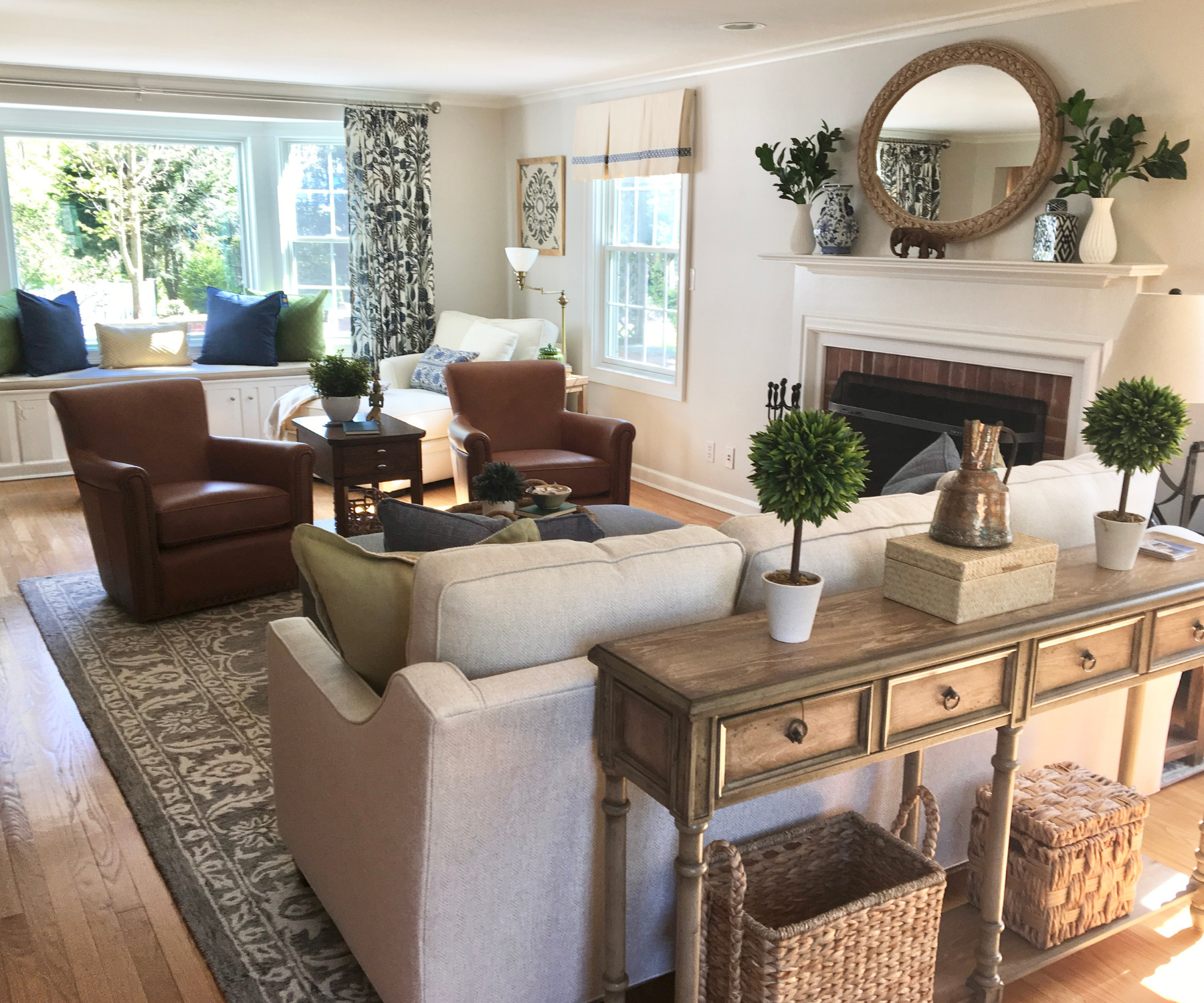 Cozy living room featuring timeless finishes and thoughtful styling